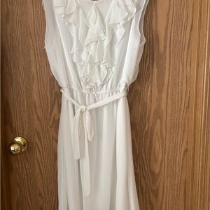 Elegant White Ruffle Dress